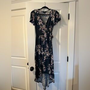 Floral High-Low Wrap Dress